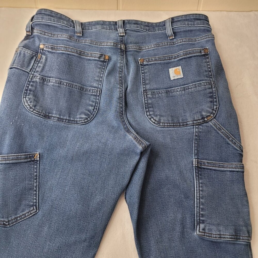 Carhartt Women's Double Knee Relaxed Fit Blue Denim Jeans Size 12 Regular - Picture 4 of 15